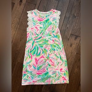 Lilly Pulitzer Agee Croc My World Eyelet Ladder Lace Trim Supima Jersey Dress